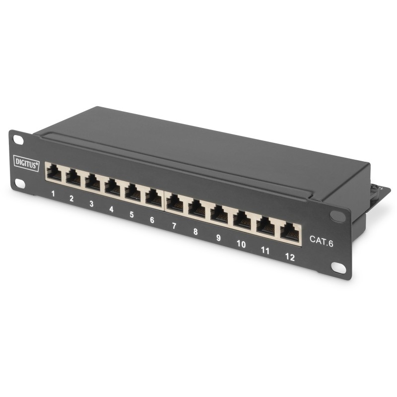 Buy DIGITUS Patch Panel 1U 12-Port Cat6 Class E Shielded - Black in Cyprus, Nicosia, Limassol, Larnaka, Pafos