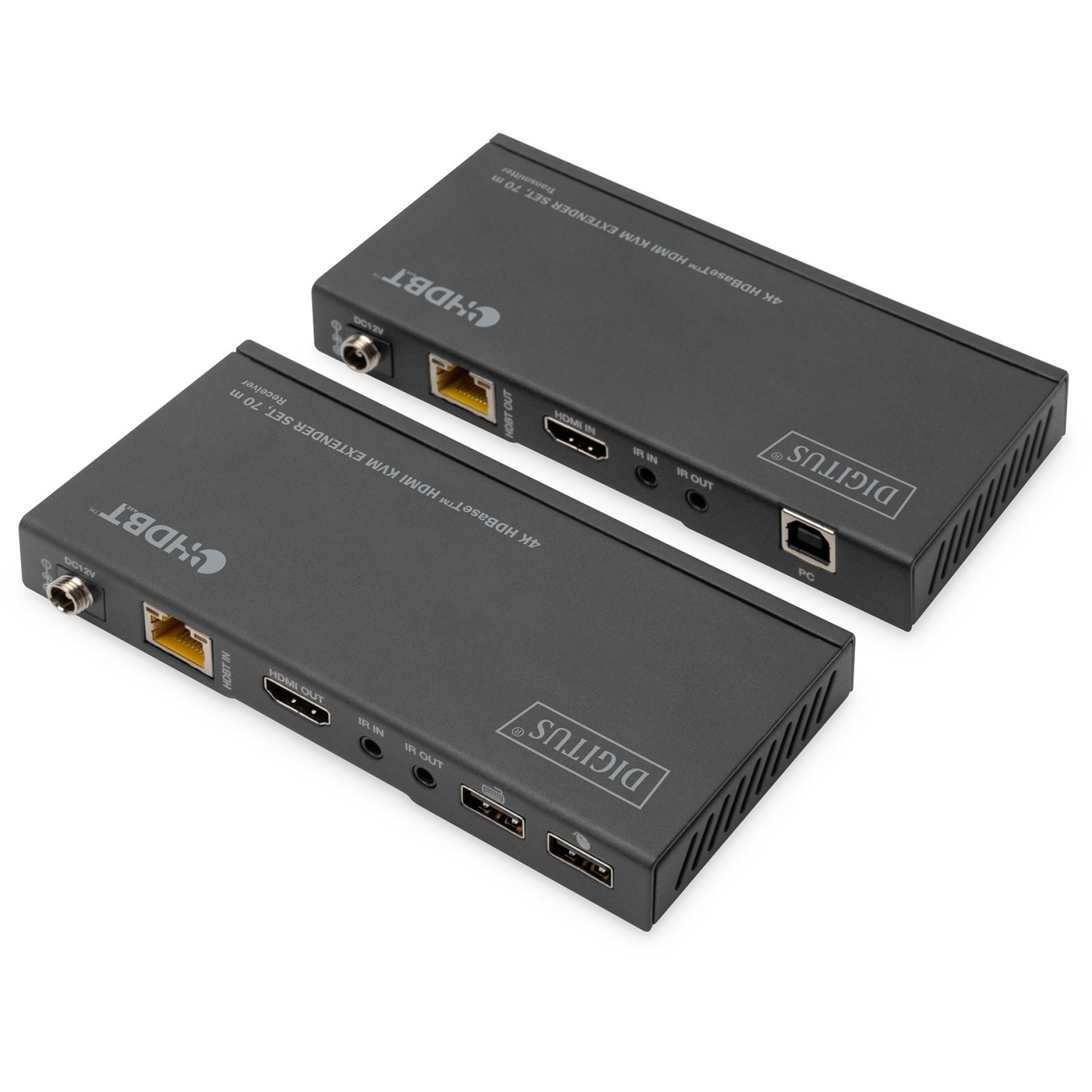 DIGITUS 4K HDBaseT 1x4 HDMI KVM Extender Set - 70 m - Black, Metal enclosure — Buy in Cyprus with Fast Delivery