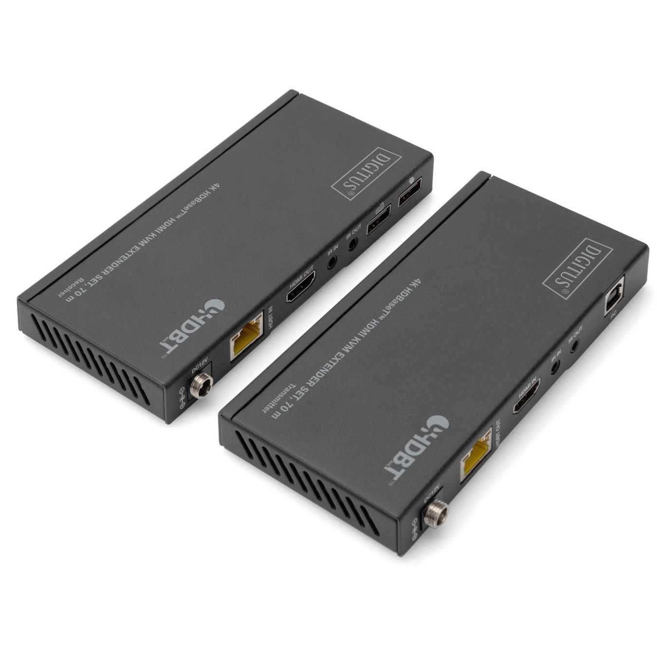 DIGITUS 4K HDBaseT 1x4 HDMI KVM Extender Set - 70 m - Black, Metal enclosure — Buy in Cyprus with Fast Delivery