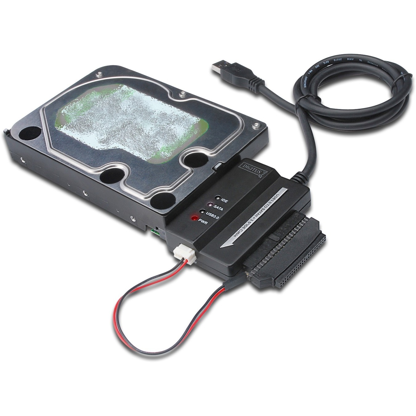 DIGITUS HDD-Adapterkabel USB3.0 - Characteristics (Black, USB 3.0, SATA II, IDE 3.5") — Buy in Cyprus with Fast Delivery