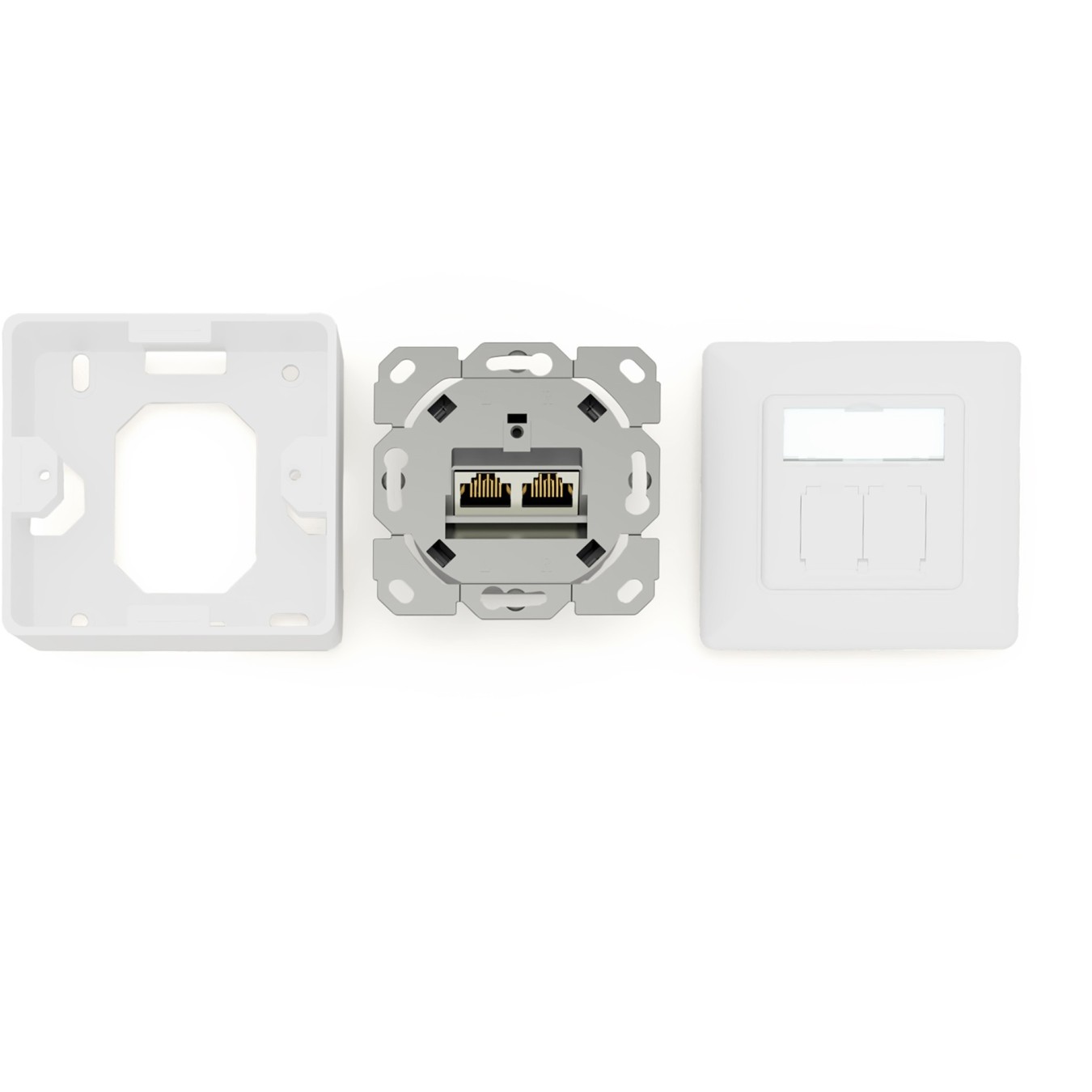 DIGITUS Cat 6A Shielded Network Outlet 2x RJ45 - White — Buy in Cyprus with Fast Delivery