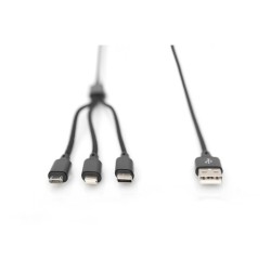 Buy DIGITUS LAK 3in1 USB-A/Lightning/MicroUSB to USB-C Cable - 1 m - Black in Cyprus, Nicosia, Limassol, Larnaka, Pafos