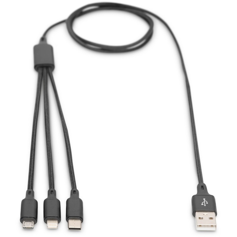 Buy DIGITUS LAK 3in1 USB-A/Lightning/MicroUSB to USB-C Cable - 1 m - Black in Cyprus, Nicosia, Limassol, Larnaka, Pafos