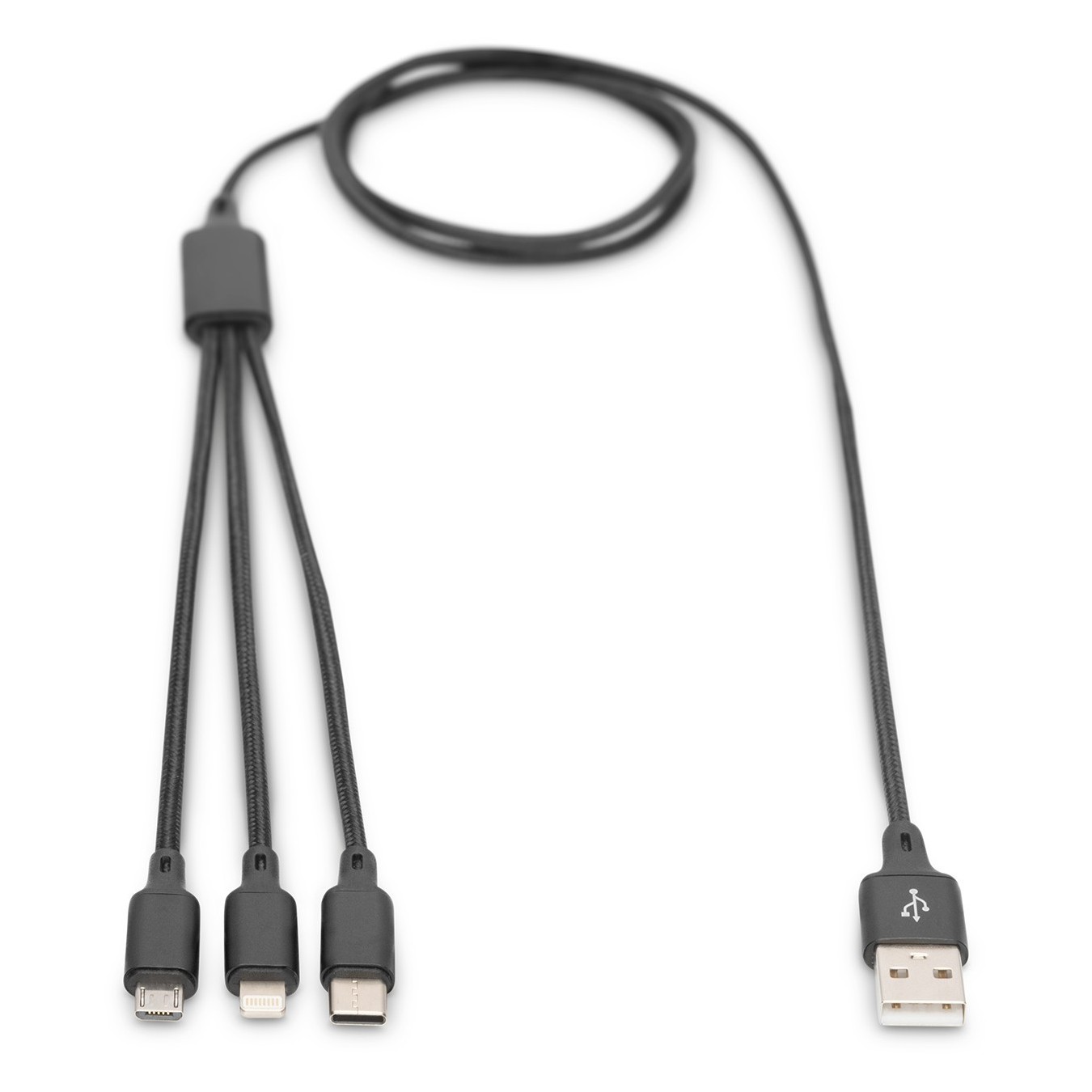 DIGITUS LAK 3in1 USB-A/Lightning/MicroUSB to USB-C Cable - 1 m - Black — Buy in Cyprus with Fast Delivery
