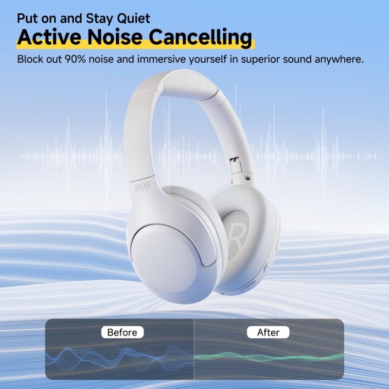 Buy QCY H3 Lite Headset White - H3 Lite - ANC, 40mm Drivers, 68ms Latency, 60h B... in Cyprus, Nicosia, Limassol, Larnaka, Pafos