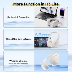 Buy QCY H3 Lite Headset White - H3 Lite - ANC, 40mm Drivers, 68ms Latency, 60h B... in Cyprus, Nicosia, Limassol, Larnaka, Pafos