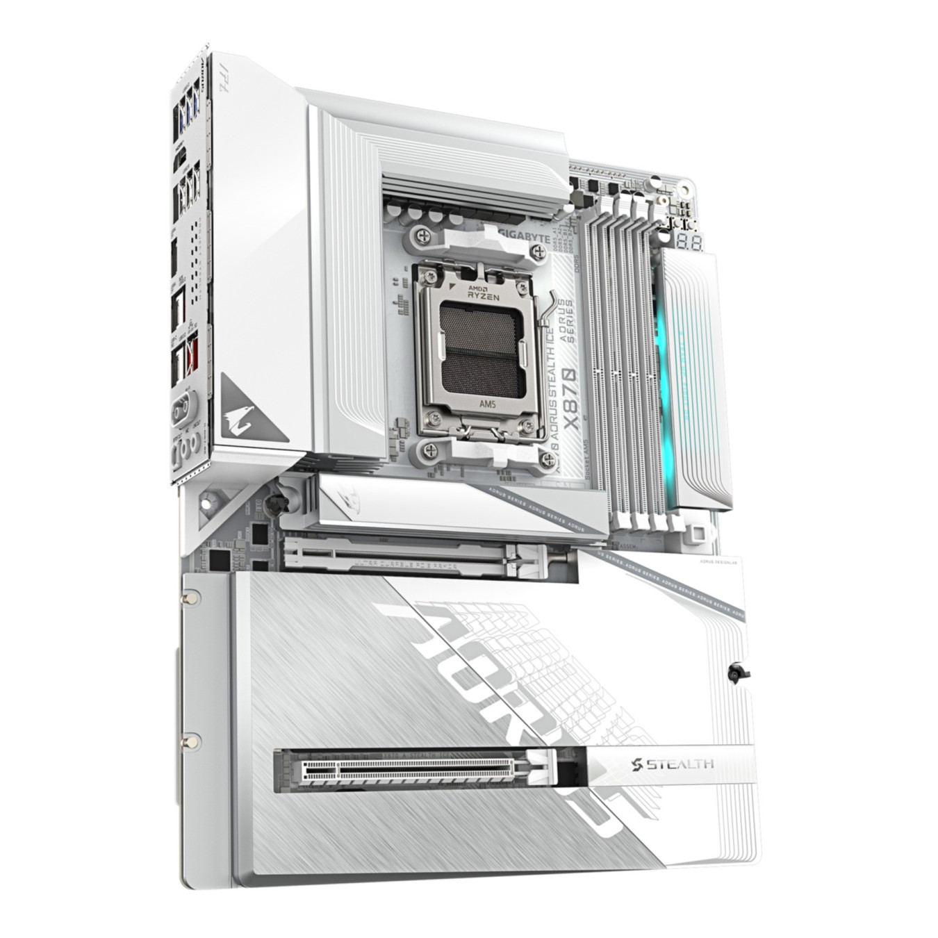 GIGABYTE GA-X870 A STEALTH ICE - AM5 ATX Motherboard - DDR5, 4x DIMM, 256GB Max, Ryzen 7000/8000/9000