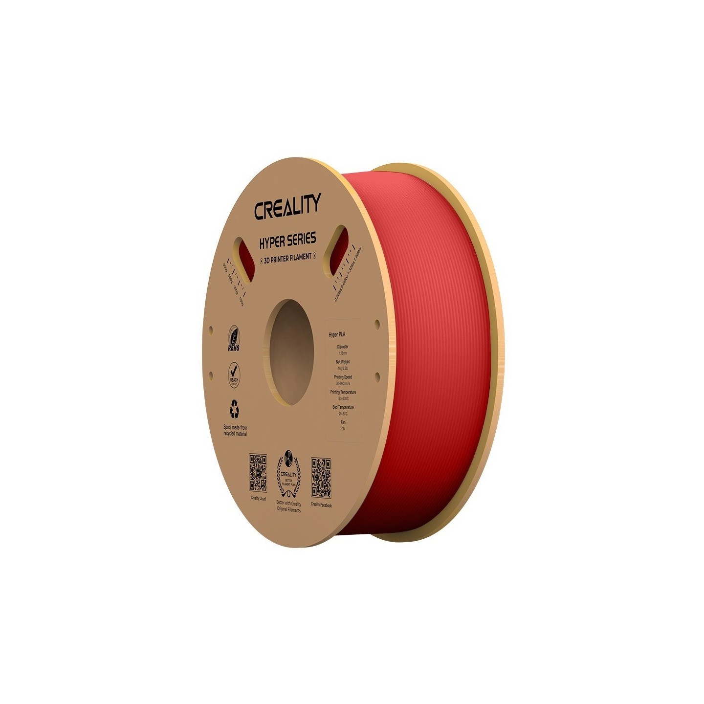 Creality Hyper PLA Filament - 1.75mm, 1 kg Spool - Red, High-Speed Printing — Buy in Cyprus with Fast Delivery
