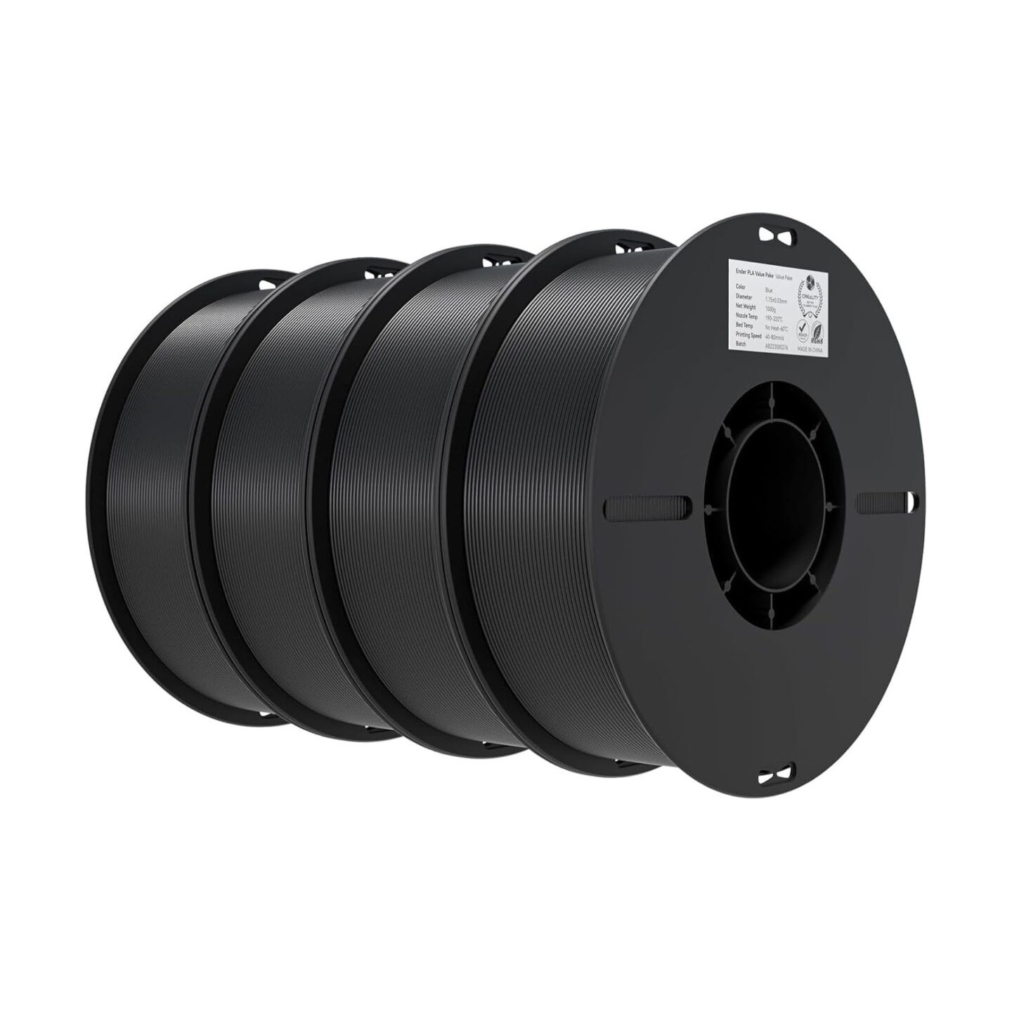 Creality EN-PLA Value Pack - 3301010476 - Black, 1.75mm PLA filament, four spools (4x spools) 4kg