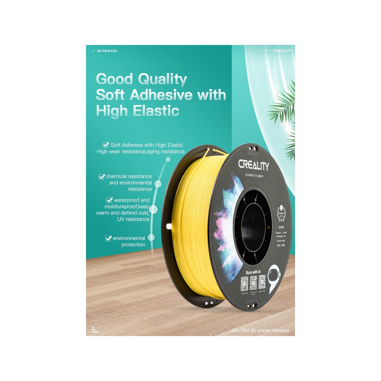 Creality CR-TPU Blue Filament - 3301040039 - Blue, 1.75mm, 1kg, Shore 95A — Buy in Cyprus with Fast Delivery