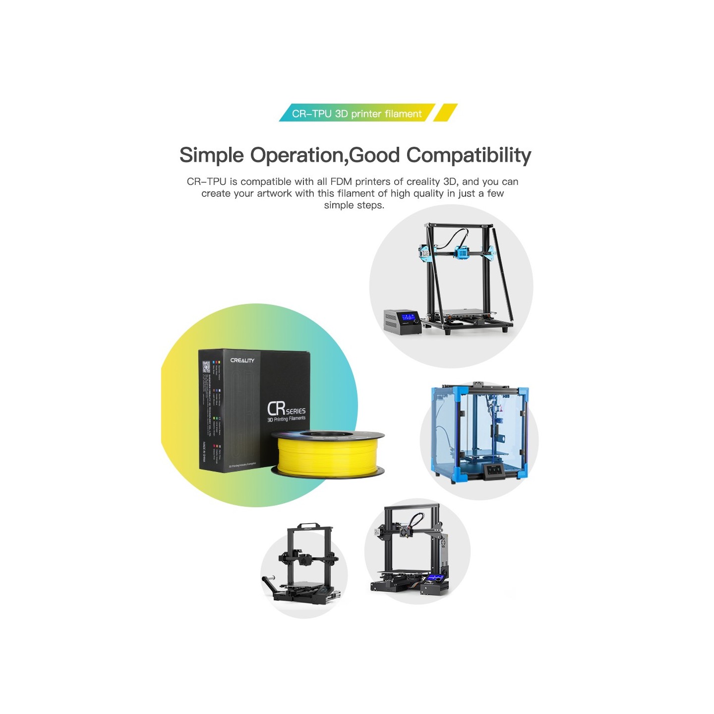 Creality CR-TPU Blue Filament - 3301040039 - Blue, 1.75mm, 1kg, Shore 95A — Buy in Cyprus with Fast Delivery