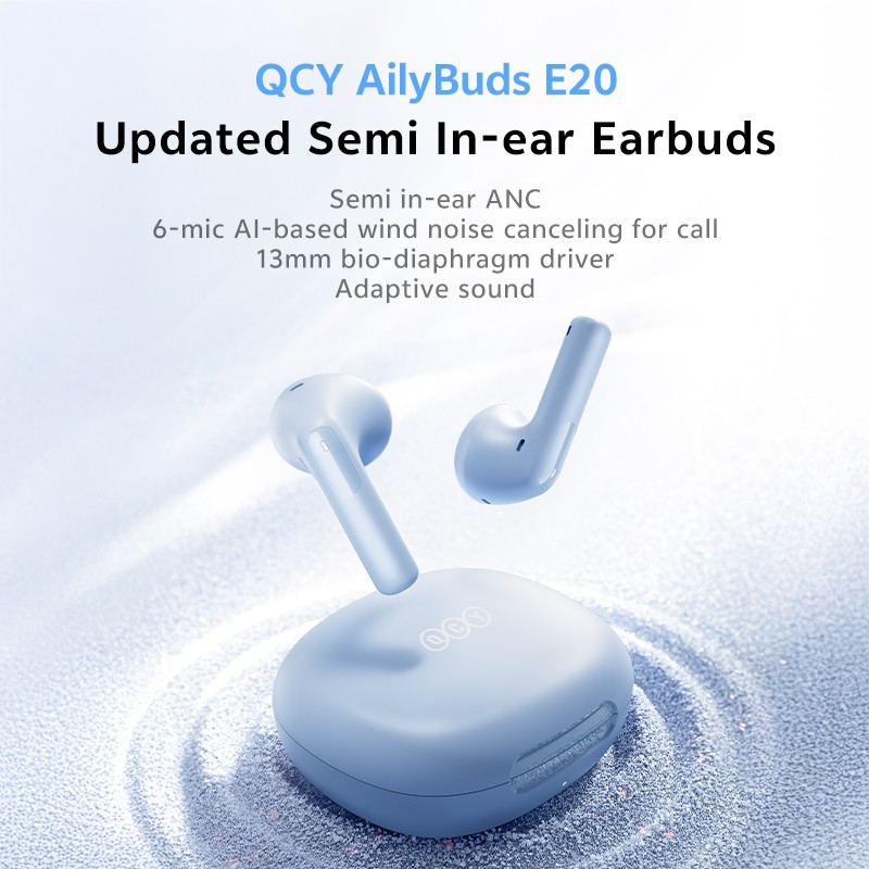 Buy QCY AilyBuds E20 Clear Blue - E20 - Hybrid ANC TWS Earbuds, 6 mics, 13mm dri... in Cyprus, Nicosia, Limassol, Larnaka, Pafos