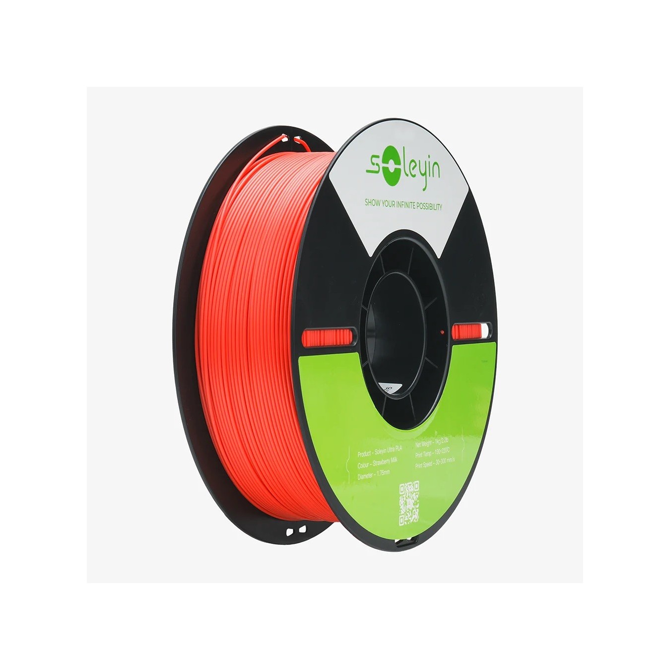 Soleyin UltraPLA Strawberry Cream - 1.75 mm, 1 kg Spool (Strawberry Milk) - Color: Strawberry Cream