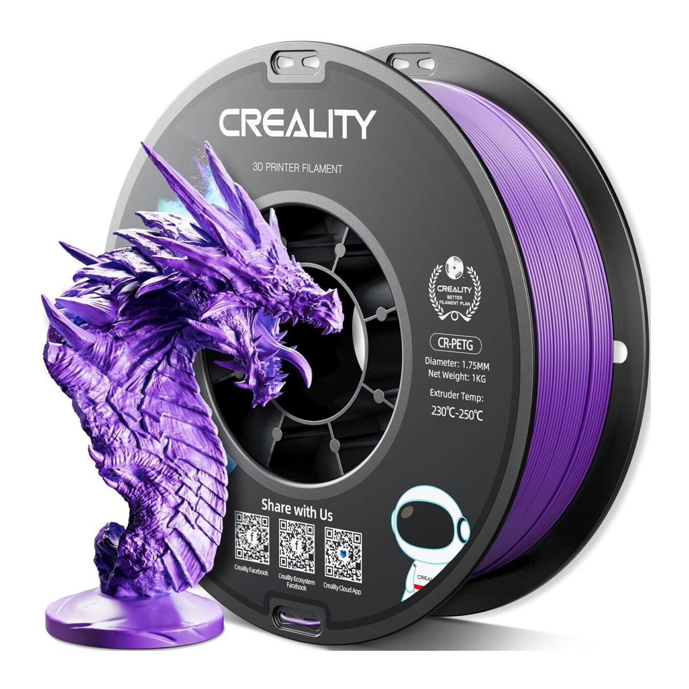Creality CR-PETG Purple 3D Printer Filament - CR-PETG - Purple, 1.75mm, Glossy — Buy in Cyprus with Fast Delivery