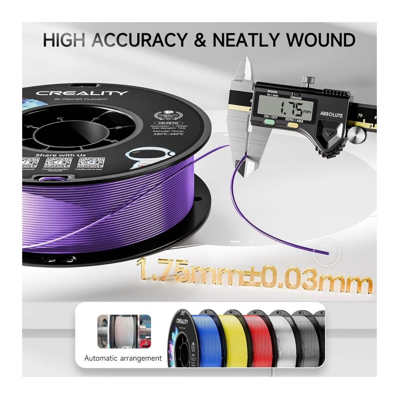 Creality CR-PETG Purple 3D Printer Filament - CR-PETG - Purple, 1.75mm, Glossy — Buy in Cyprus with Fast Delivery