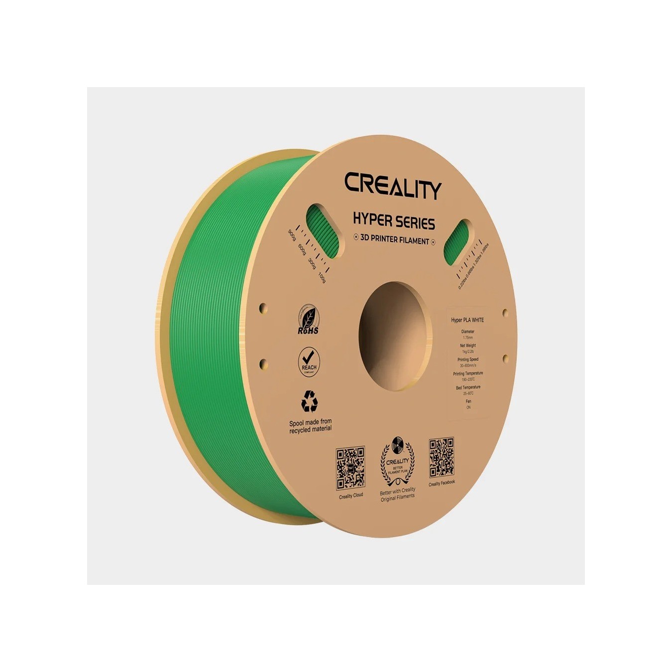 Creality Hyper PLA Green 1.75mm Filament - High-Speed up to 600 mm/s, 1 kg Spool — Buy in Cyprus with Fast Delivery