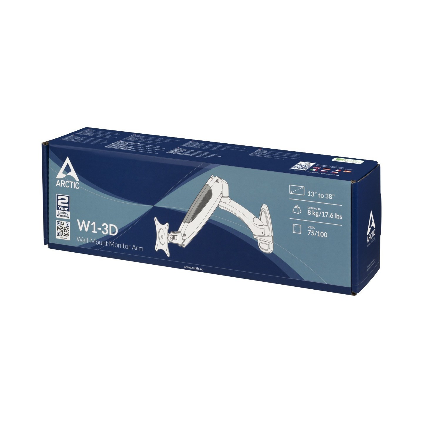 Arctic W1-3D Monitor Arm - Wall Mount, Gas Spring, 8kg - AEMNT00032A (Boxed) — Buy in Cyprus with Fast Delivery