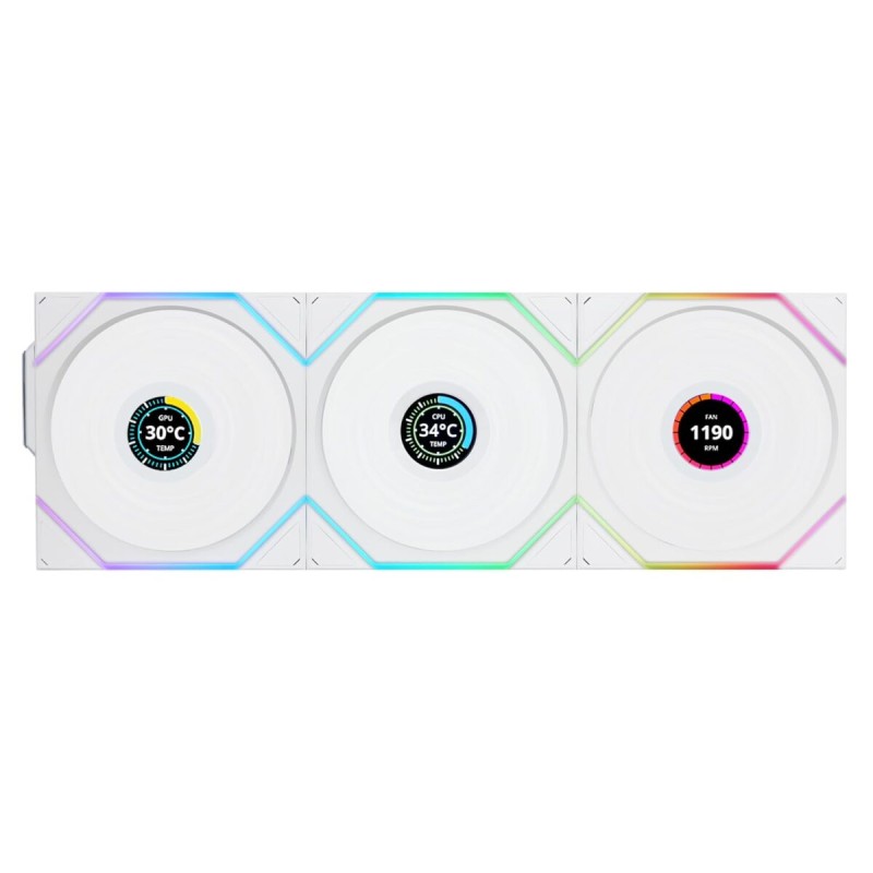 Lian Li UNI FAN TL-LCD Wireless Reverse 120 White 3-Pack - 12RTLLCD1W1W (Boxed) — Buy in Cyprus with Fast Delivery