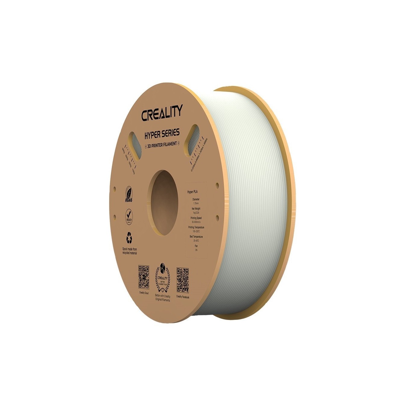 Creality Hyper PLA Filament White - 1 kg Spool - 1.75 mm, High-Speed — Buy in Cyprus with Fast Delivery