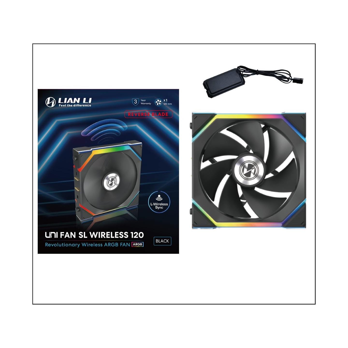Lian Li UNIFAN SL Wireless 120 Reverse Black - 120mm ARGB Case Fan (Boxed) — Buy in Cyprus with Fast Delivery