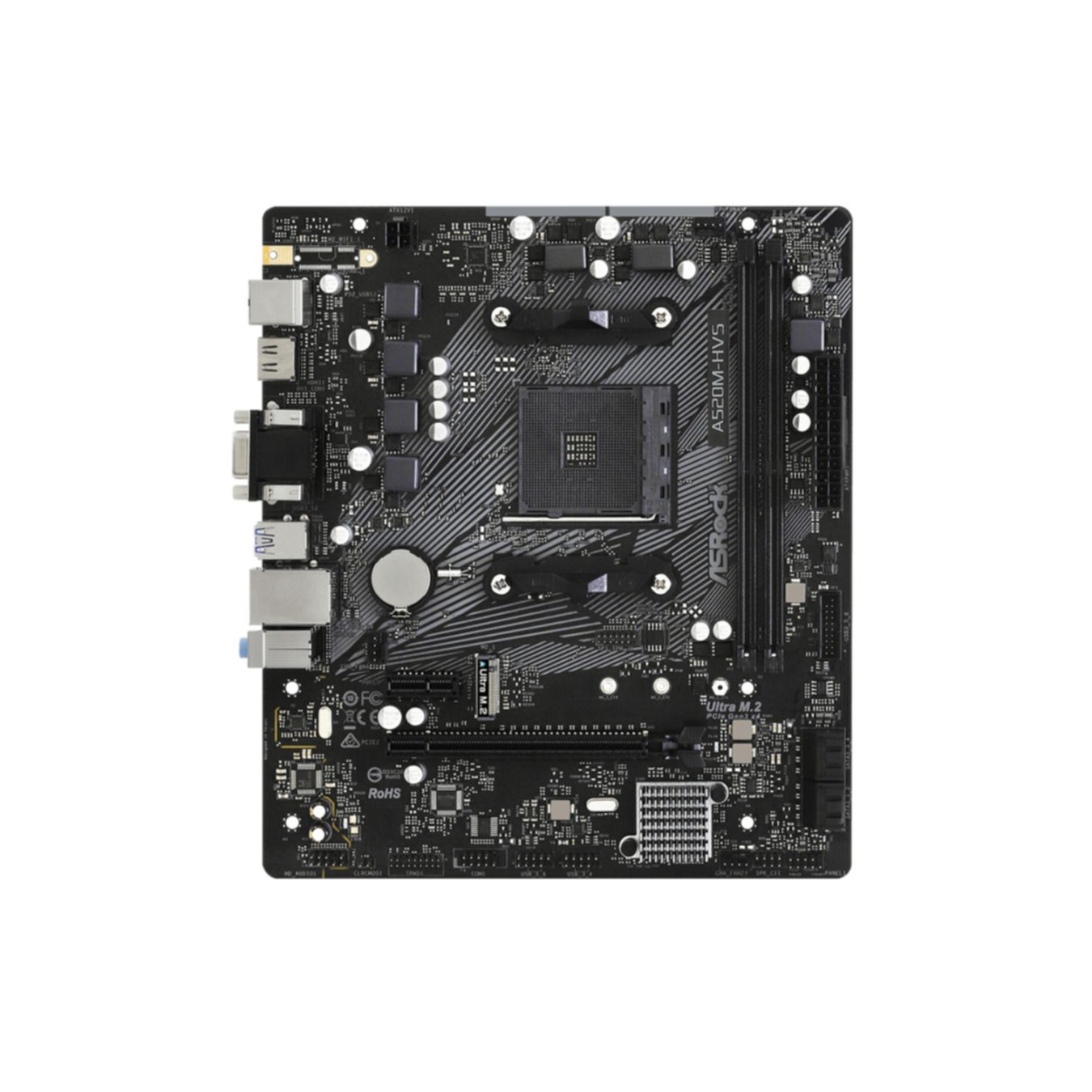 ASRock A520M-HVS - AM4 Micro-ATX Motherboard - AMD A520, DDR4, 64GB Max, M.2 & SATA, HDMI/VGA