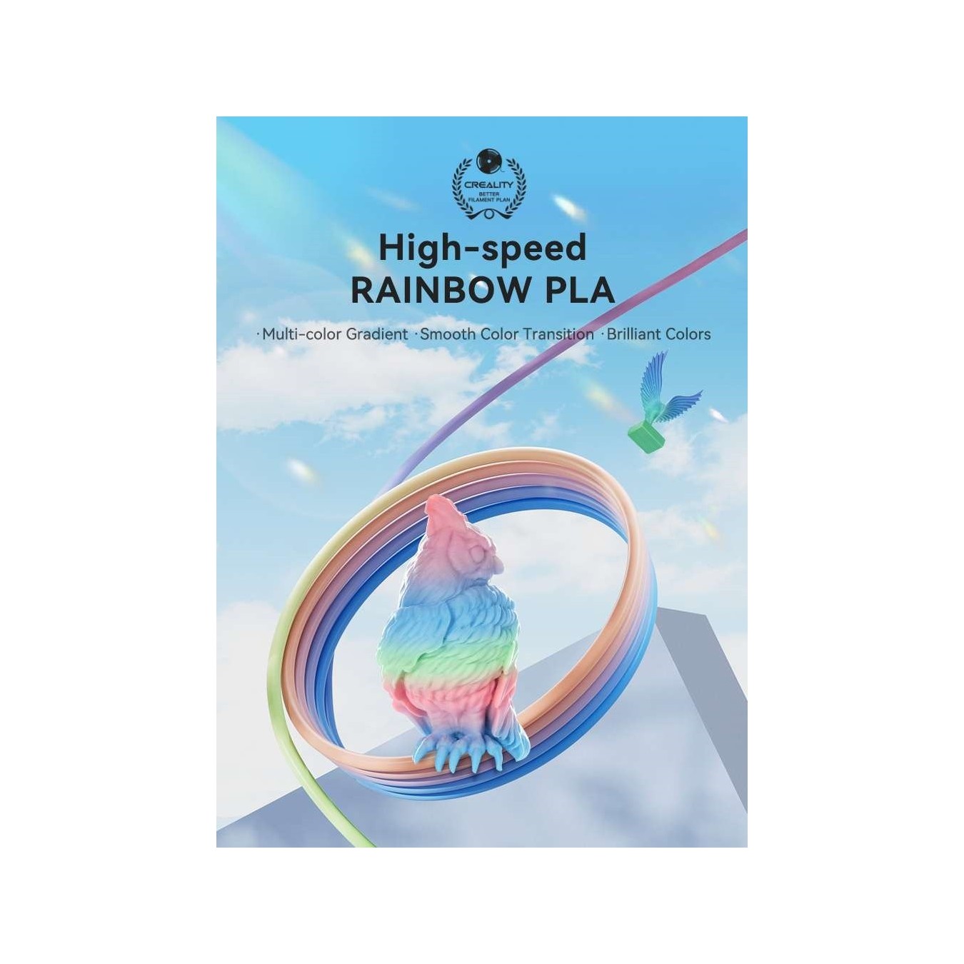 Creality Hyper PLA Rainbow Wild Blossom Long Grad Filament - Rainbow Gradient, 1.75mm, 1kg — Buy in Cyprus with Fast Delivery
