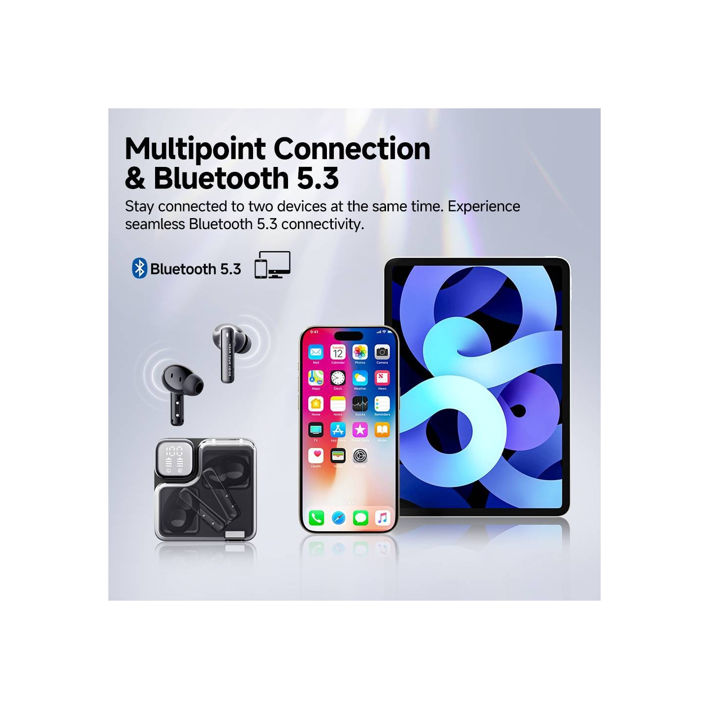 QCY MeloBuds Neo Orange - Melobuds Neo - TWS Bluetooth Earbuds with LED Display, Dual Connection, 7h Battery