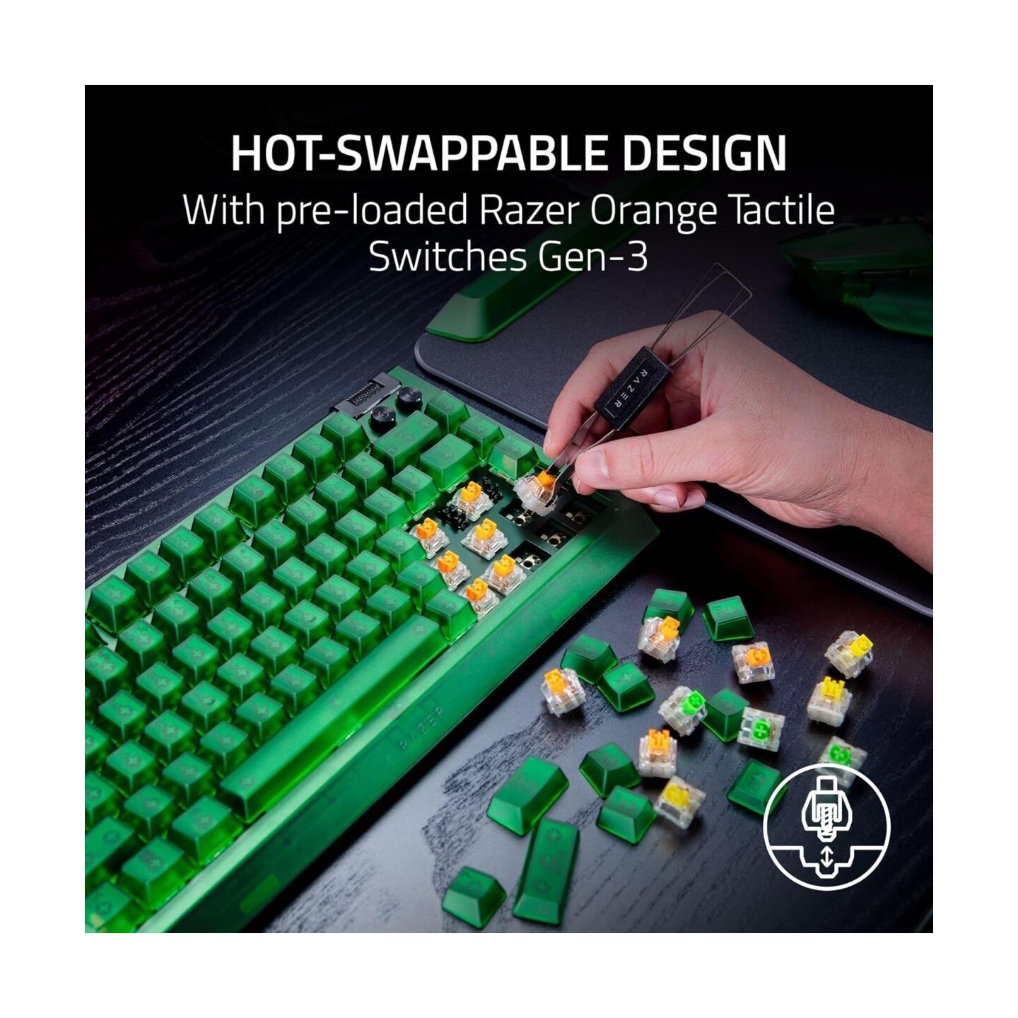 Razer BlackWidow V4 75% Phantom Edition - Hot-Swappable Mechanical RGB Gaming Keyboard (Boxed)