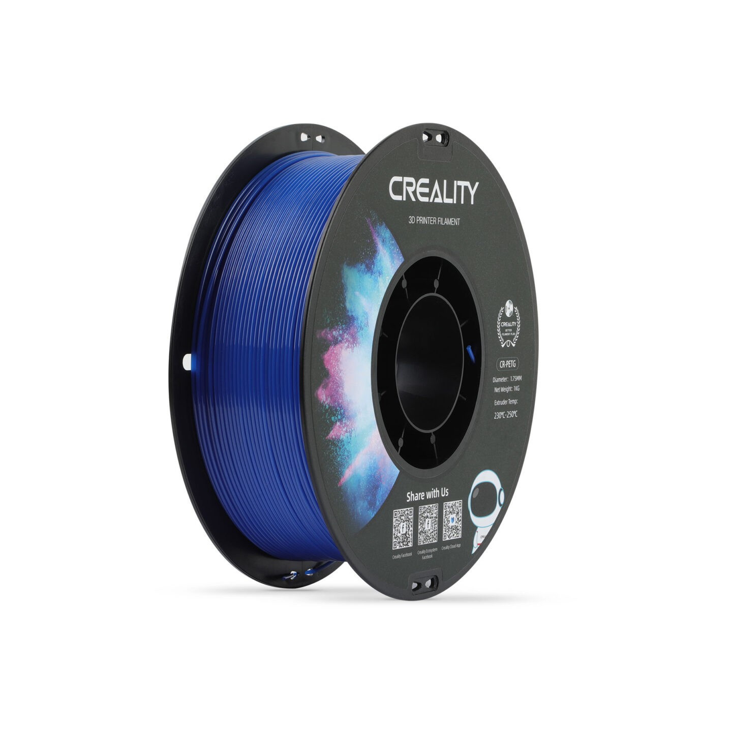 Creality CR-PETG Blue 3D Printer Filament - CR-PETG - Blue, 1.75mm, 1 kg, Hard Glossy, 49 MPa