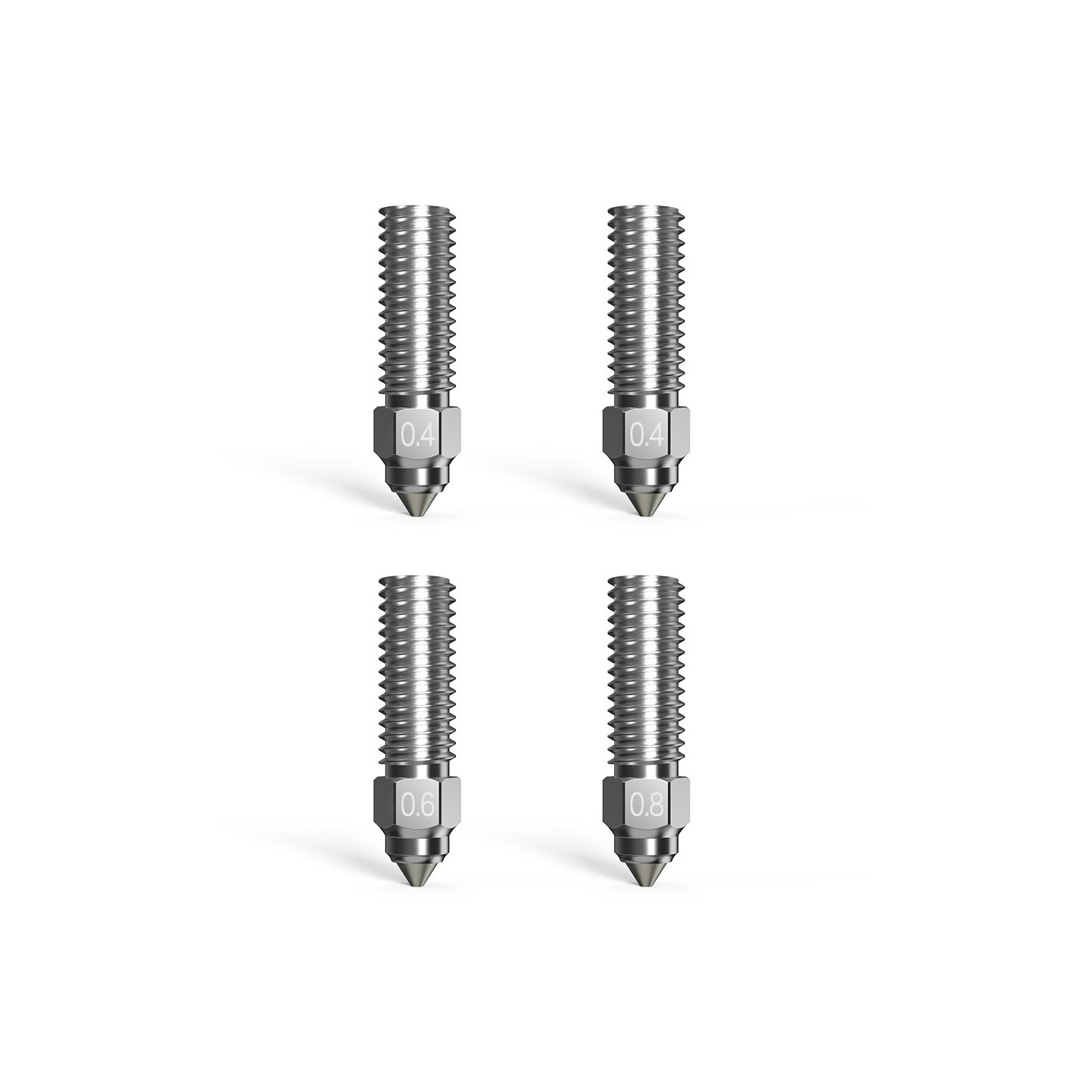 CREALITY High Flow Nozzle Kit x4 for K1/K1 Max/Ender-3 V3 - 0.4/0.6/0.8 mm Hardened Steel Tips