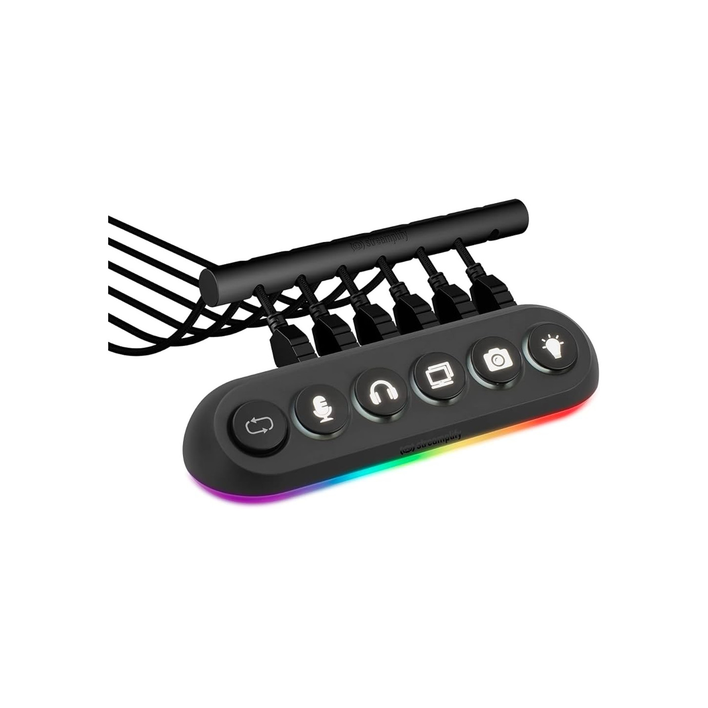 Streamplify HUB DECK 5 - USB-A Hub with 5 Ports (4x USB 3.0, 1x USB 2.0) RGB Lighting, 12V Powered