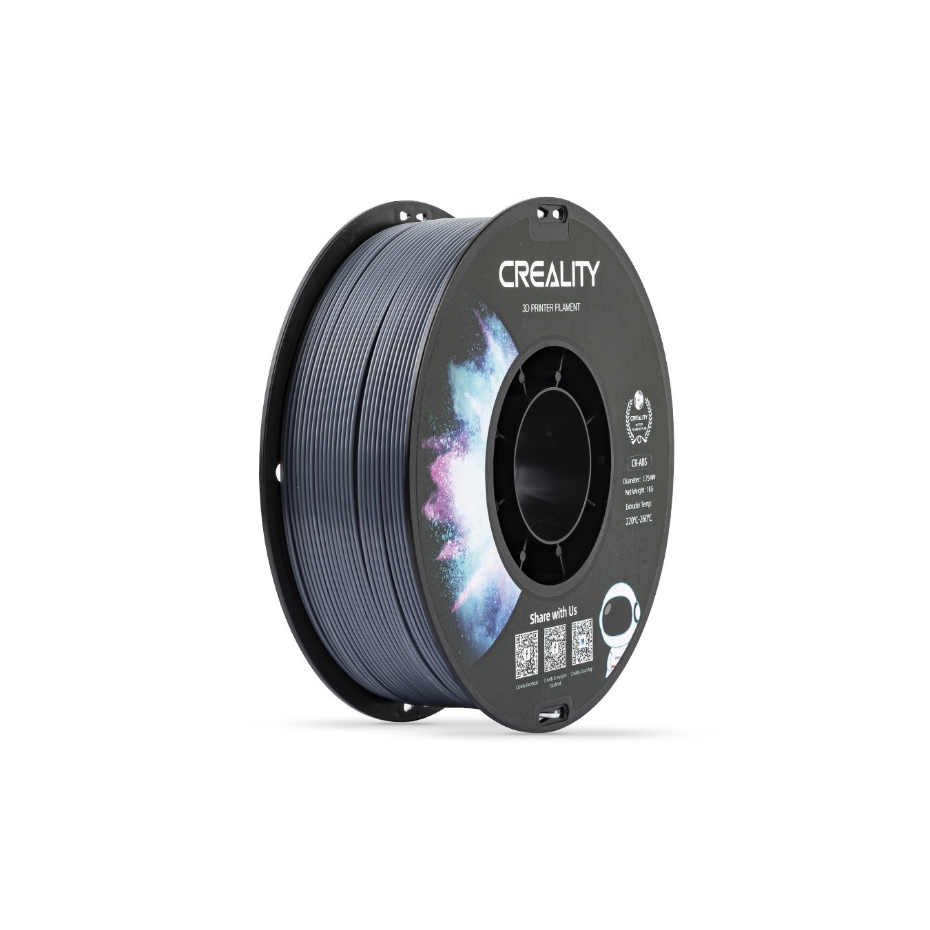 Creality CR-ABS Grey 1.75mm Filament - CR-ABS - Grey, 1 kg, 43 MPa, Large Object Stability — Buy in Cyprus with Fast Delivery