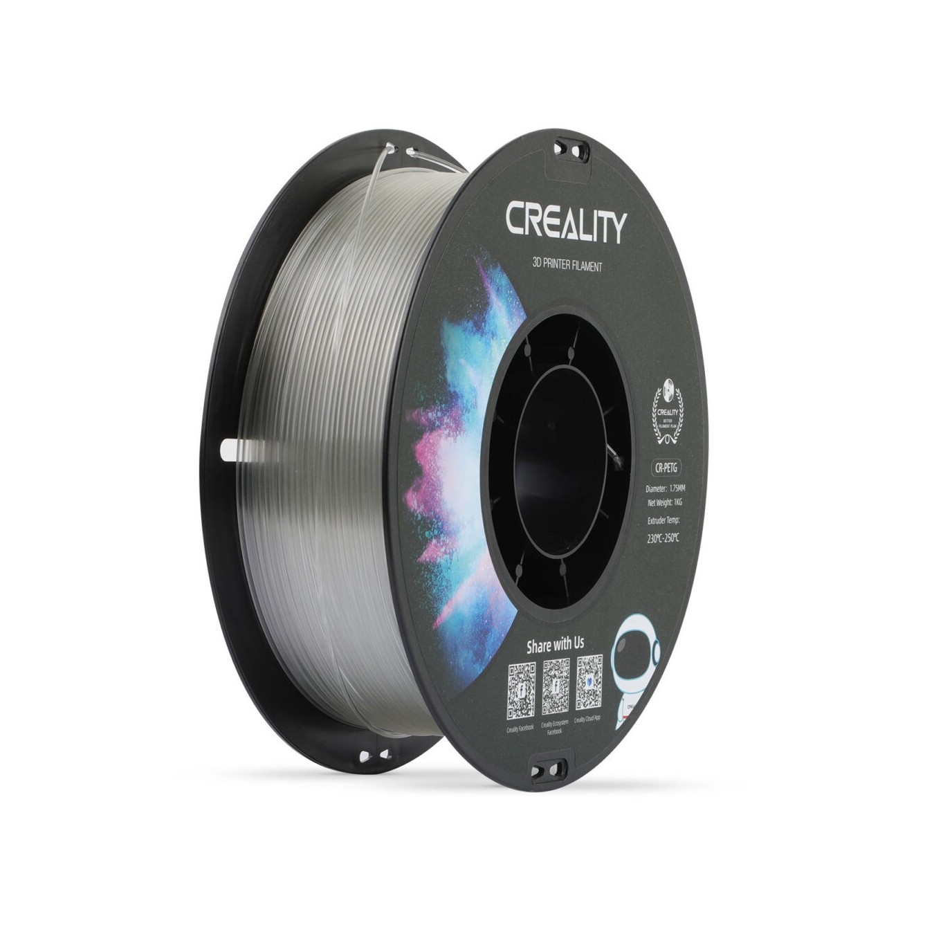 Creality CR-PETG Transparent Filament - CR-PETG - 1.75mm, 1 kg spool, hard glossy, 49 MPa — Buy in Cyprus with Fast Delivery