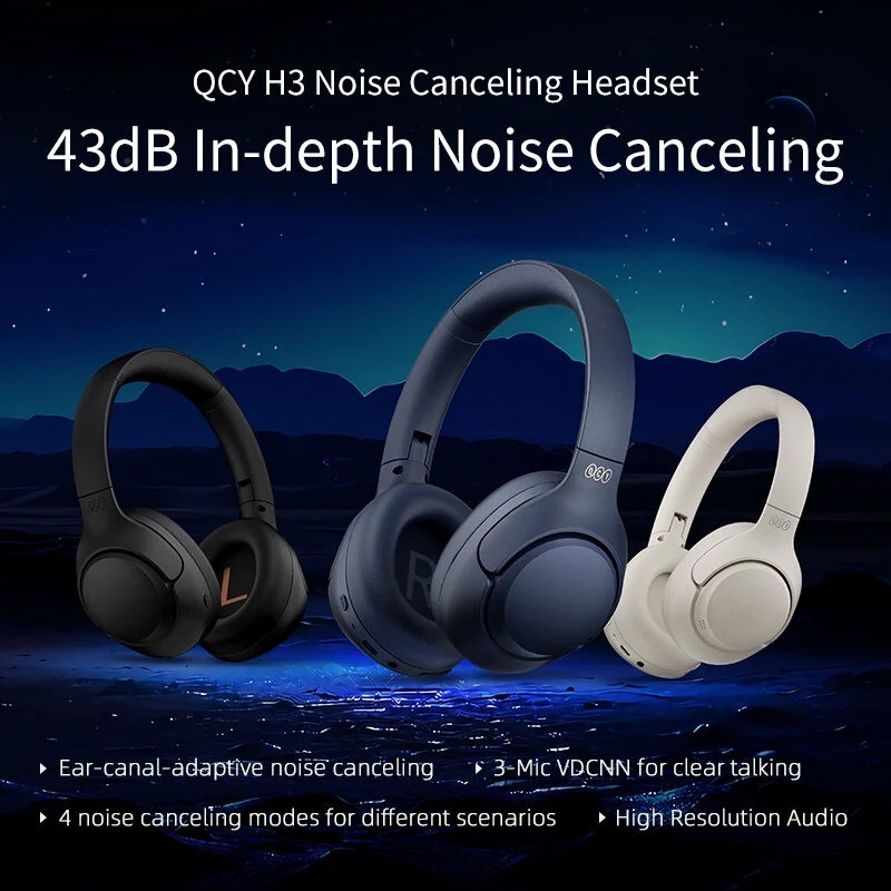 Buy QCY H3 High-Res Headset - H3 - Blue, Wireless BT, 4-Mode ANC, 60h Multipoint in Cyprus, Nicosia, Limassol, Larnaka, Pafos
