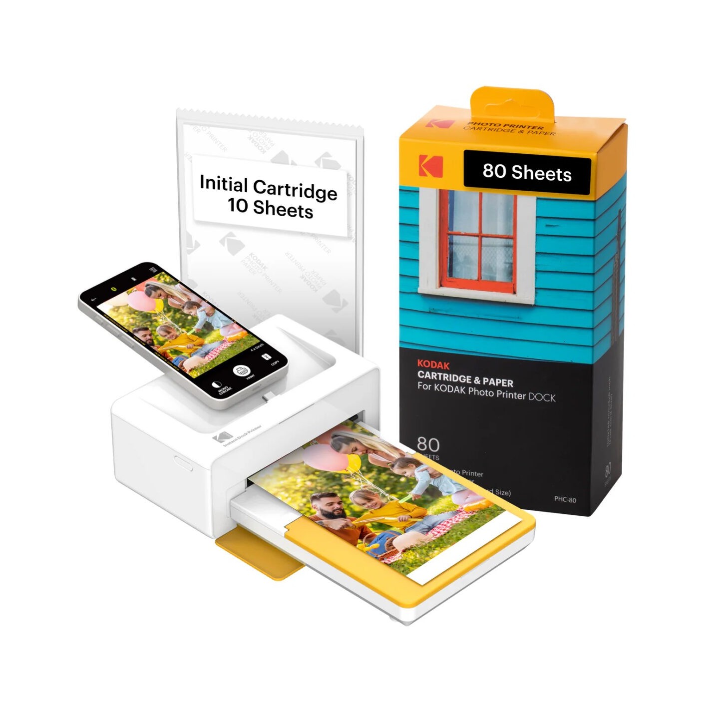 Kodak Dock Plus 4PASS Wireless Smartphone Photo Printer - 10x15 cm Prints - Accessory Pack (10 Sheets)
