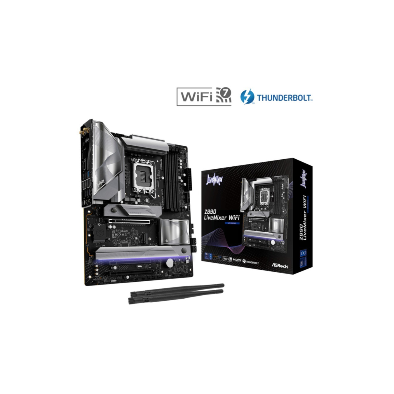 ASRock Z890 LiveMixer WiFi - LGA1851 Socket - ATX Motherboard, Up to 256GB RAM, Built-in Wi-Fi