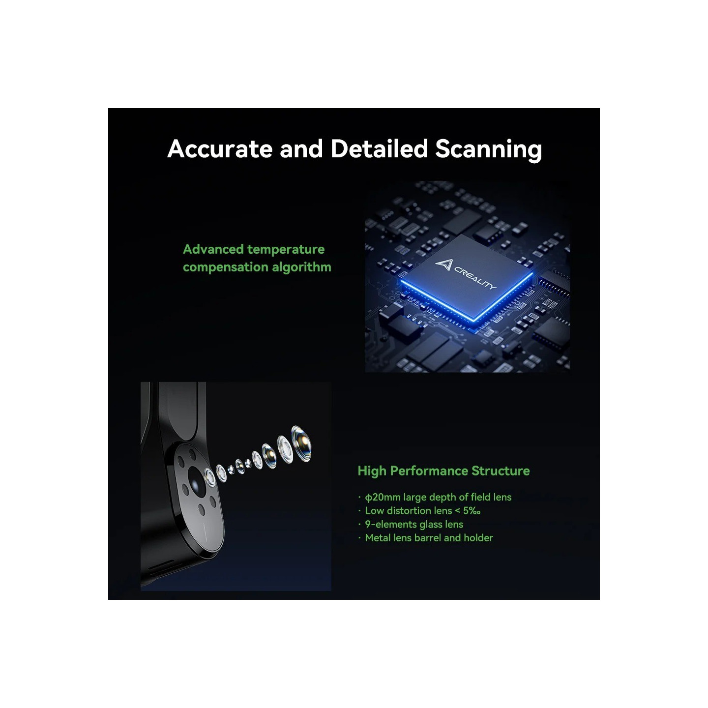 Creality CR-Scan Raptor 3D Scanner - CR-Scan Raptor - 5-2000mm range, 0.02 mm accuracy, 60fps