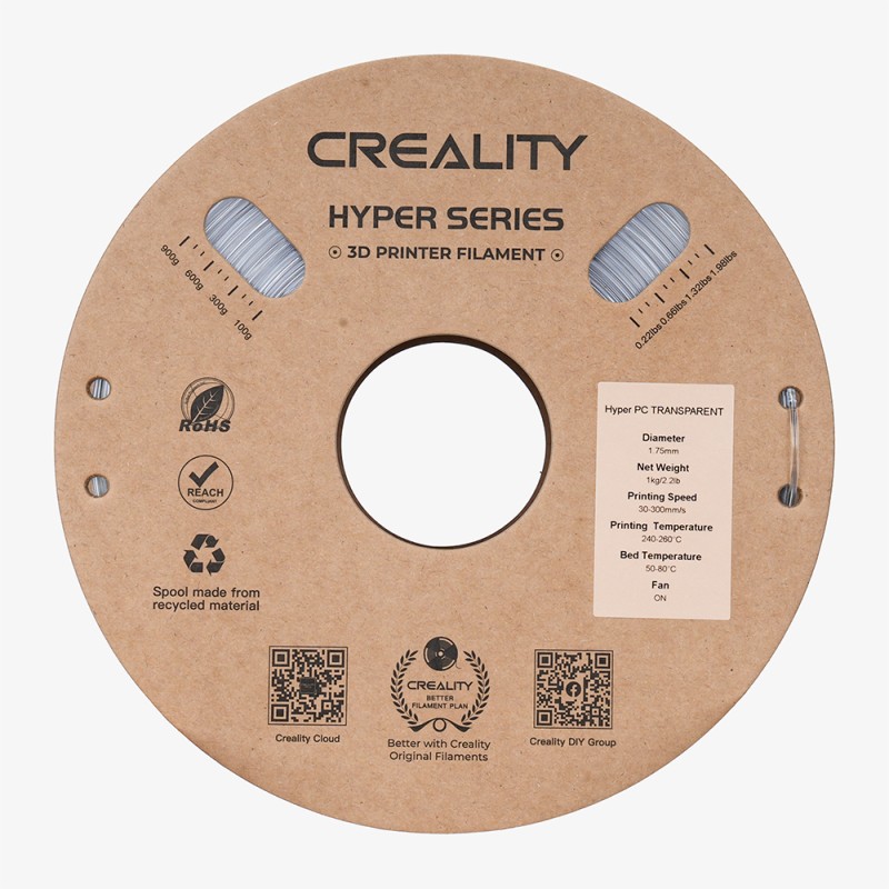 Buy Creality Hyper PC Filament - Crystal Clear - 1.75mm, 1kg in Cyprus, Nicosia, Limassol, Larnaka, Pafos