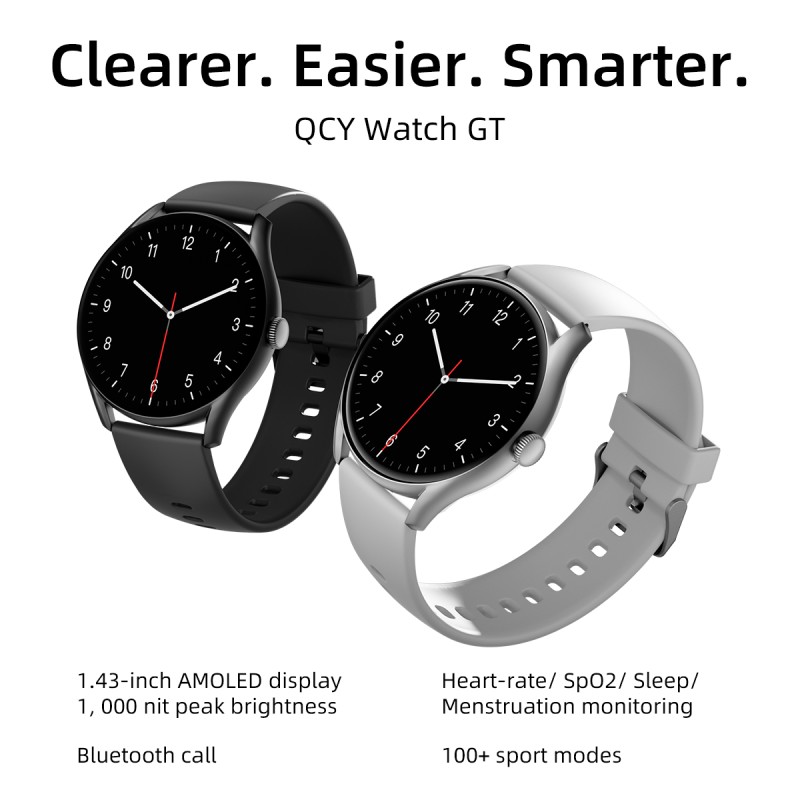 Buy QCY Watch GT S8 Black - GT S8 - 1.43" AMOLED, 466x466, 60Hz, BT, IPX8, 14-day in Cyprus, Nicosia, Limassol, Larnaka, Pafos