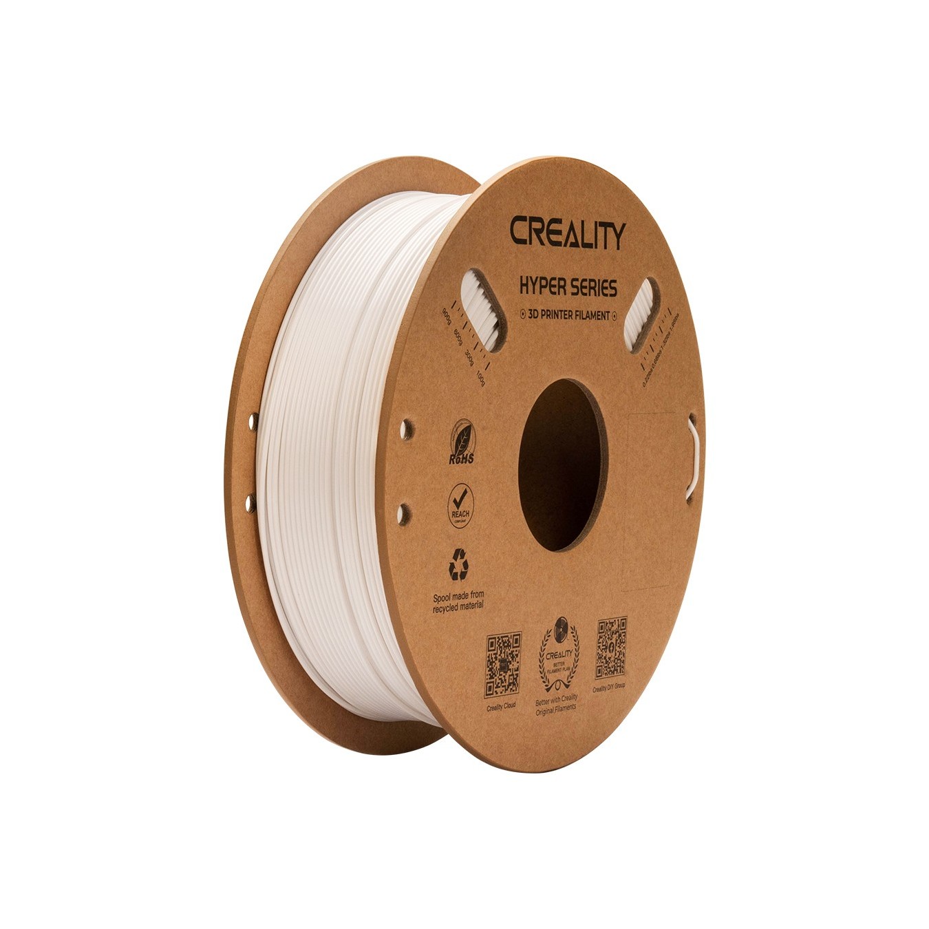 Creality Hyper-PETG White Filament - Characteristics (Color: White, Diameter: 1.75mm, Weight: 1kg)
