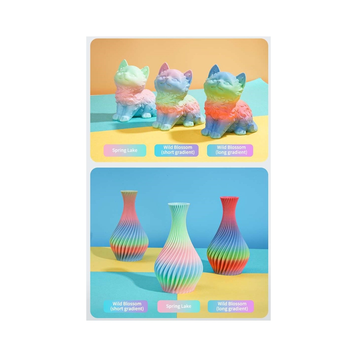 Creality Hyper PLA Rainbow Wild Blossom Short Gradient - 1.75mm Filament - Rainbow Wild Blossom, 1kg