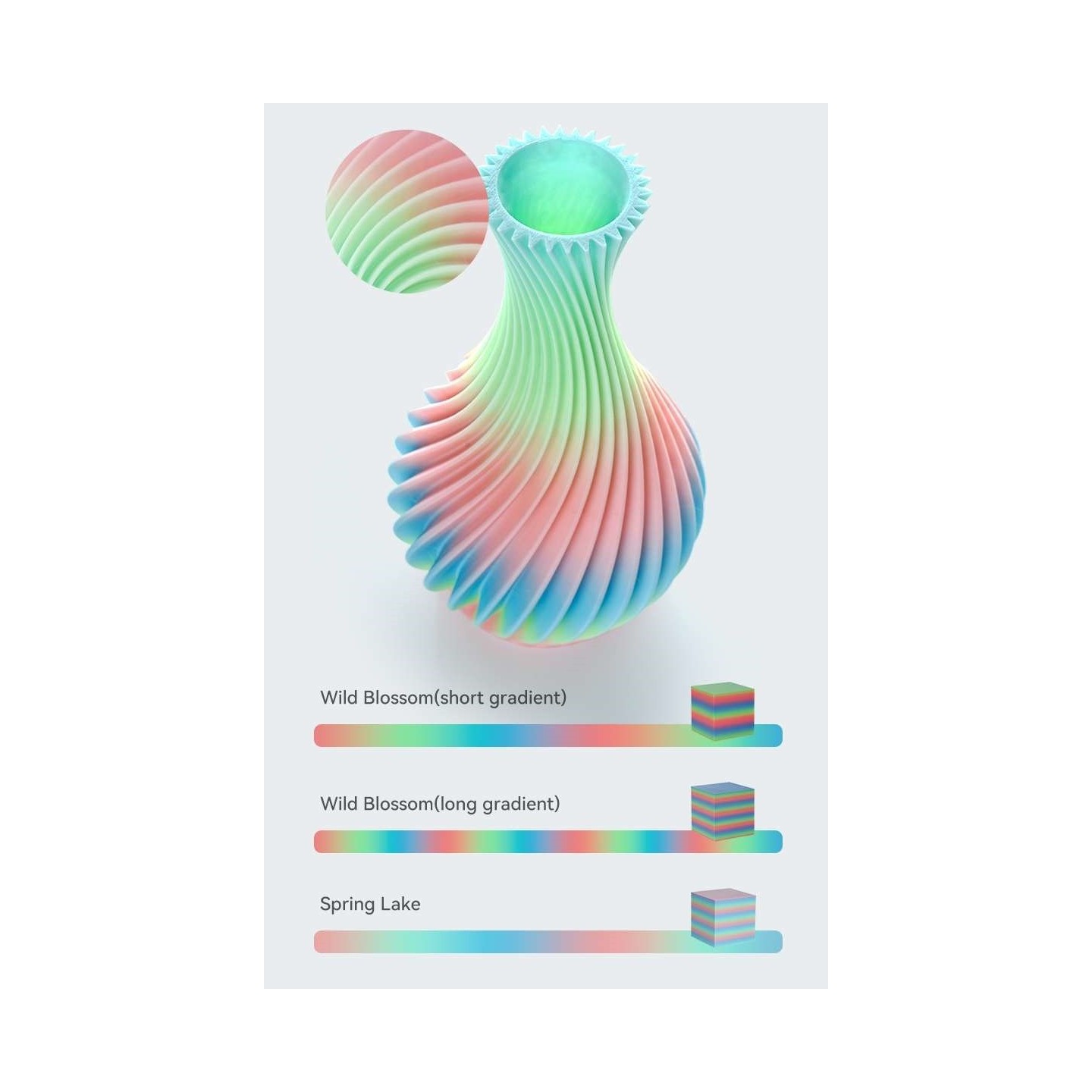 Creality Hyper PLA Rainbow Wild Blossom Short Gradient - 1.75mm Filament - Rainbow Wild Blossom, 1kg