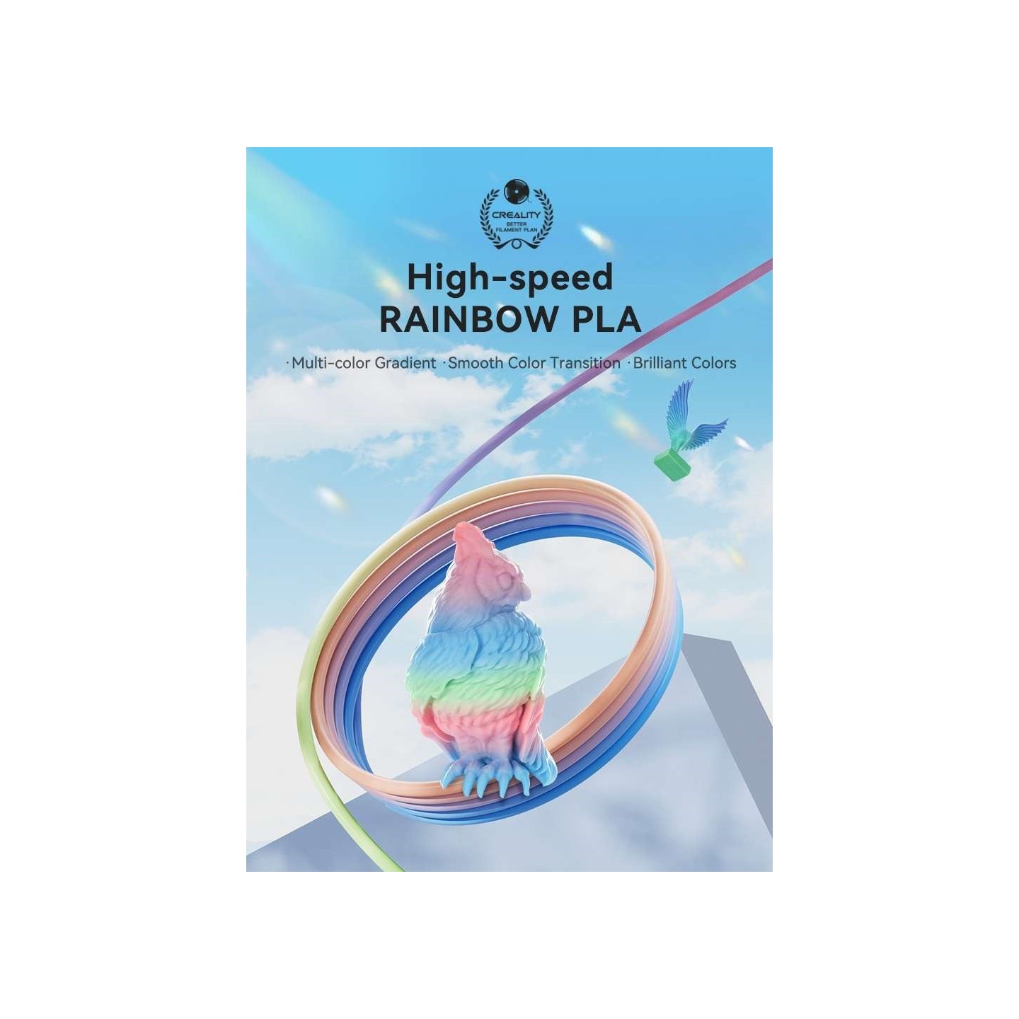 Creality Hyper PLA Rainbow Wild Blossom Short Gradient - 1.75mm Filament - Rainbow Wild Blossom, 1kg
