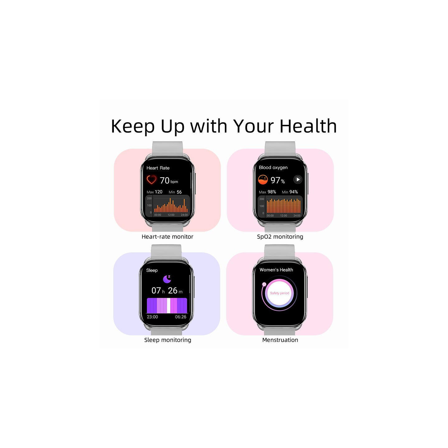 QCY Watch GS S6 Gray - GS S6 - 2.02" TFT, 320x502, 60Hz, Bluetooth Calling, IPX8, 14-day Battery