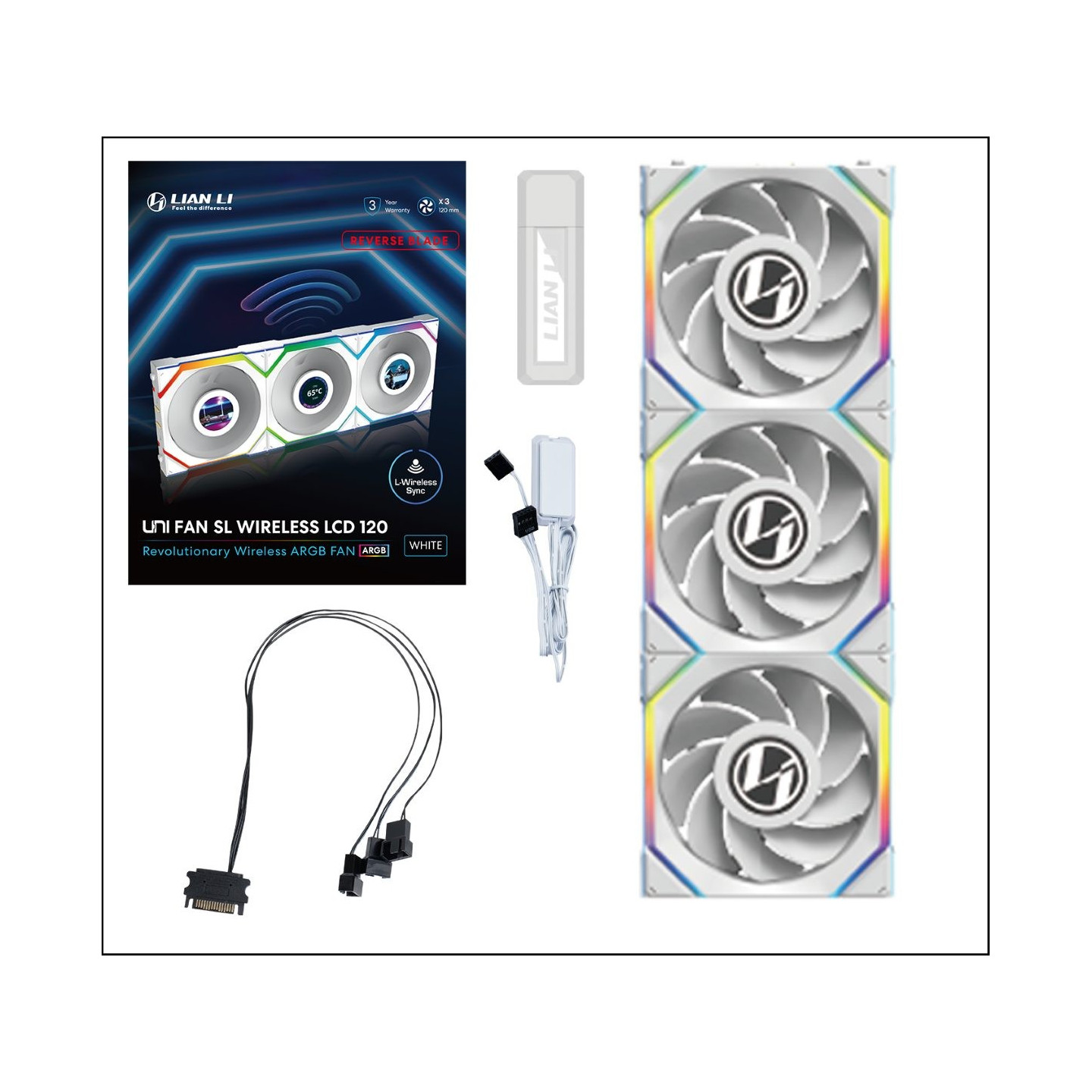 Lian Li UNI FAN SL Wireless LCD 120 - 3x120mm Reverse Blade White (Boxed) — Buy in Cyprus with Fast Delivery