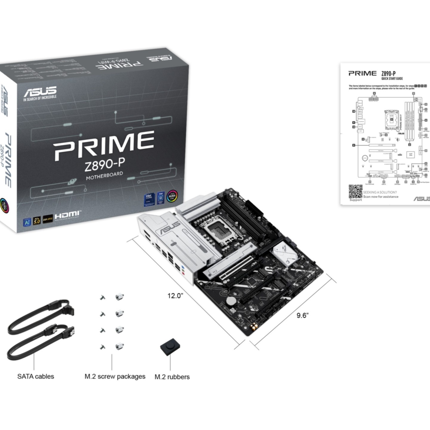 ASUS PRIME Z890-P LGA 1851 ATX Motherboard - DDR5 192GB, 4x M.2, PCIe 5.0, 2.5Gb LAN, HDMI 2.1 (Black)