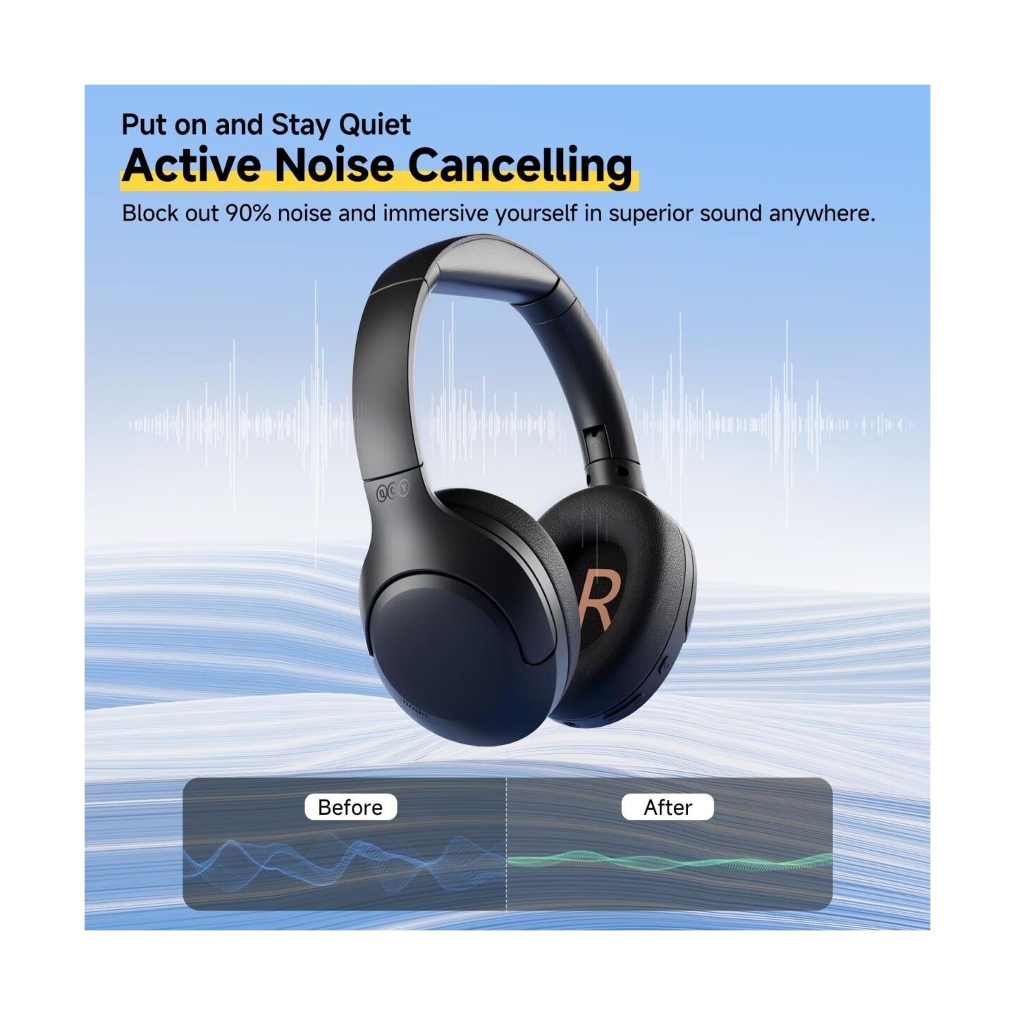 QCY H3 Lite Headset - H3 Lite - ANC, BT5.3, 40mm Drivers, 60h Battery, Black — Buy in Cyprus with Fast Delivery
