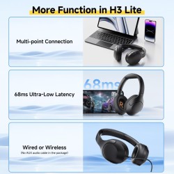 Buy QCY H3 Lite Headset - H3 Lite - ANC, BT5.3, 40mm Drivers, 60h Battery, Black in Cyprus, Nicosia, Limassol, Larnaka, Pafos
