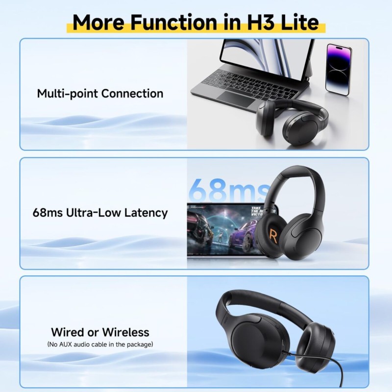 Buy QCY H3 Lite Headset - H3 Lite - ANC, BT5.3, 40mm Drivers, 60h Battery, Black in Cyprus, Nicosia, Limassol, Larnaka, Pafos
