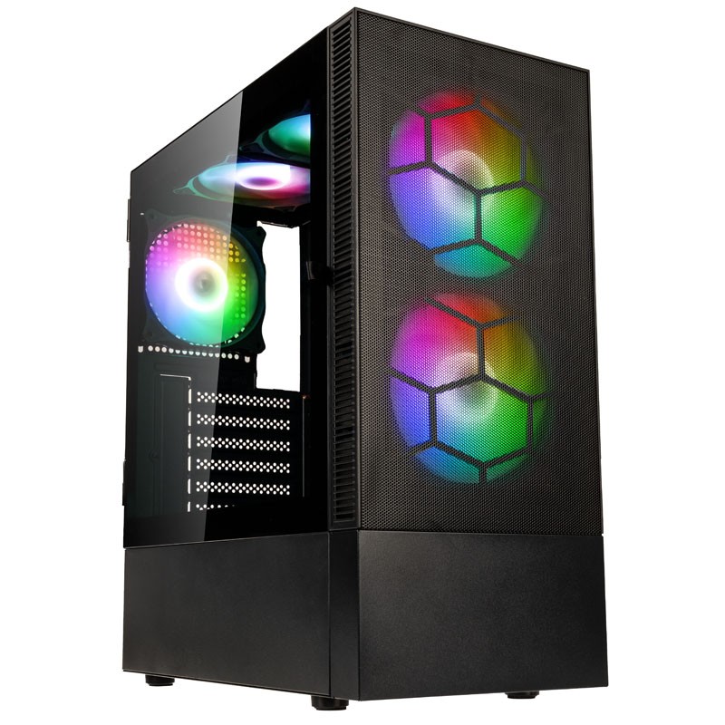 Kolink Observatory MX Mesh ARGB Midi Tower Case - Black - 5 ARGB Fans Included (2x140mm, 3x120mm) - 5999094005822 (Boxed)